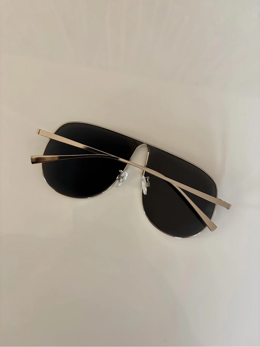 MIU MIU STYLE Silver Frame Aviator Sunglasses with Dark Gray Lenses drops